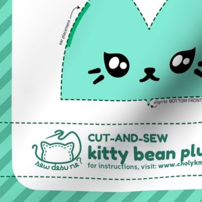 Cut & Sew Kitty Bean Plush Teal
