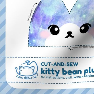 Cut & Sew Kitty Bean Plush Blue Galaxy