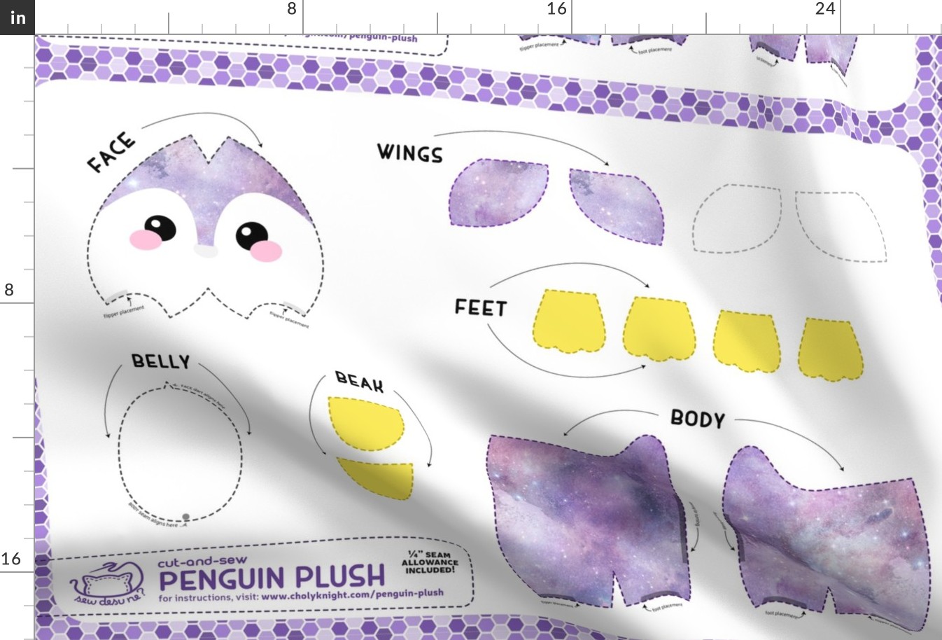Cut & Sew Penguin Plush Purple