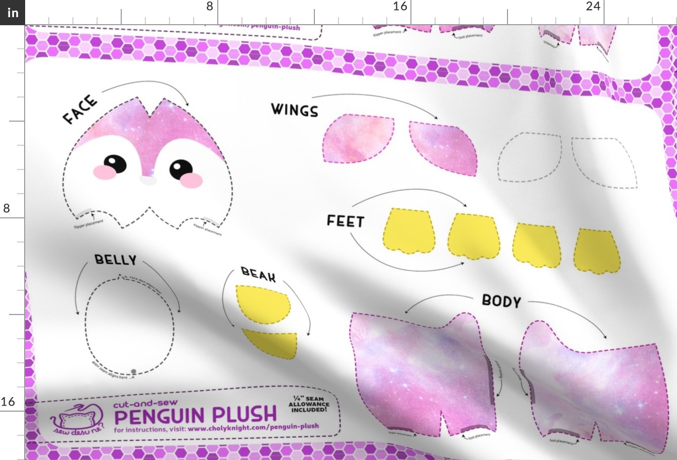 Cut & Sew Penguin Plush Pink