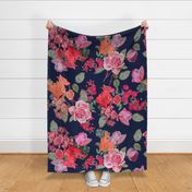 Vintage Roses // Navy (Large) 