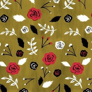 Playful Roses in gold & red