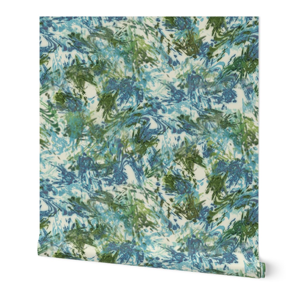 Mock Floral Blue and Green Abstract Repeat