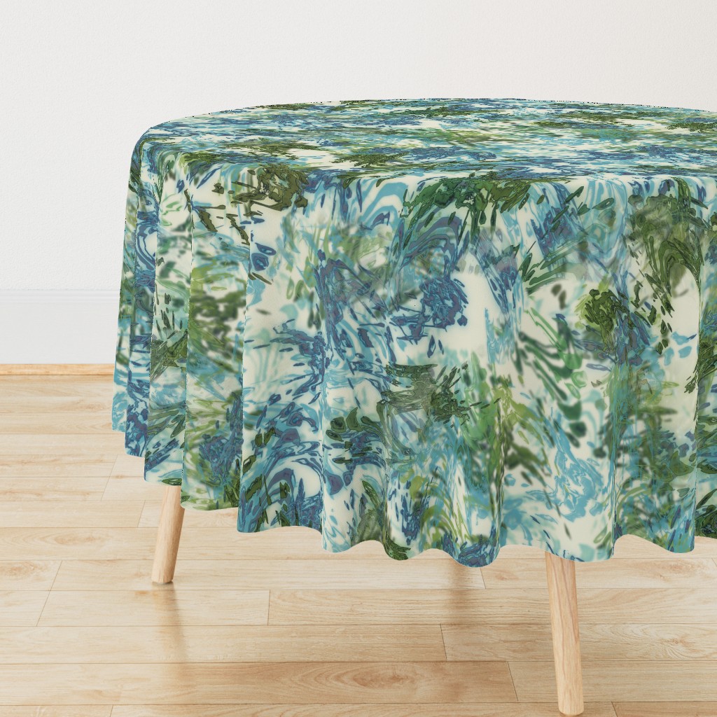 Mock Floral Blue and Green Abstract Repeat