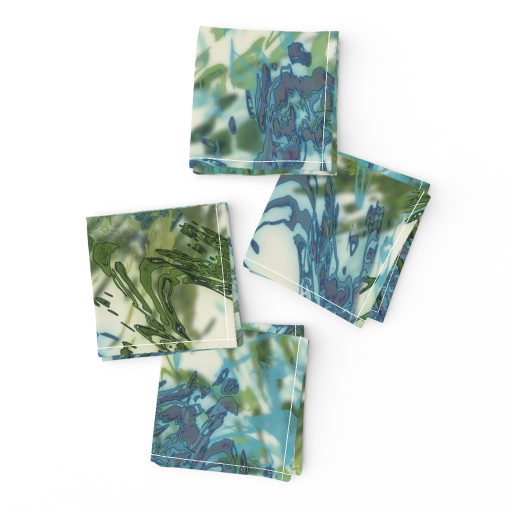 Mock Floral Blue and Green Abstract Repeat