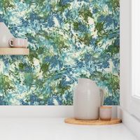 Mock Floral Blue and Green Abstract Repeat