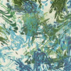 Mock Floral Blue and Green Abstract Repeat