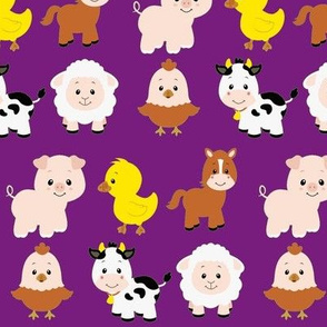 Farm Animals on Purple