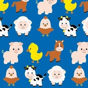 Farm Animals on Blue