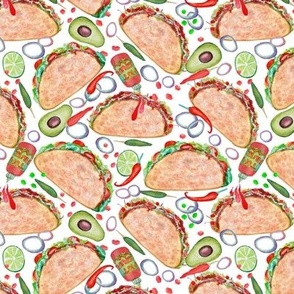 taco watercolor // taco party  on white