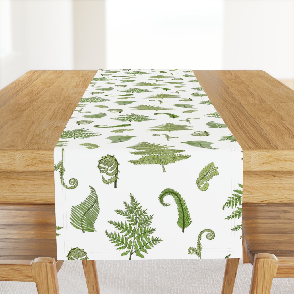 Woodland Ferns-White