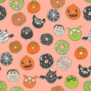 halloween donuts // fall autumn food cute spooky scary halloween design by andrea lauren - peach