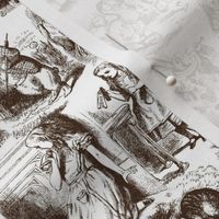 Alice in Wonderland | Toile de Jouy | Chocolate Brown and White |