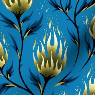 Fire Flower - Gold Blue