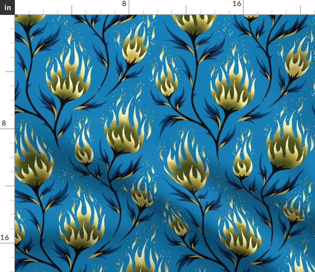 Fire Flower - Gold Blue