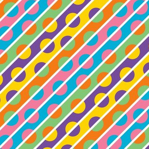 1960s Color Diagonal Stripes and Polka Dots