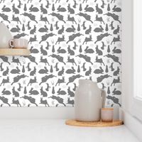 Rabbit Silhouettes | Gray and White |