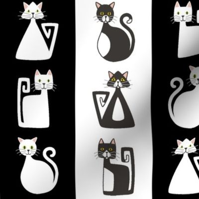 Geometric Kitty Stripes - black and white