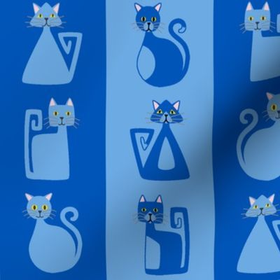 Geometric Kitty Stripes - blue