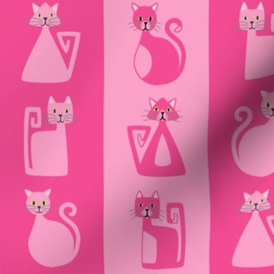 Geometric Kitty Stripes - pink