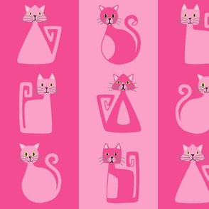 Geometric Kitty Stripes - pink