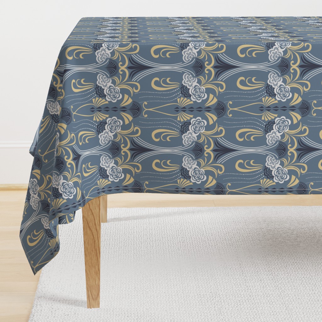 1920's Art Deco on blue grey base