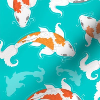 Koi Fishes on Blue 