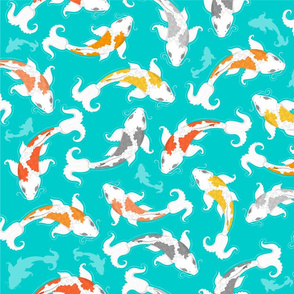 Koi Fishes on Blue 