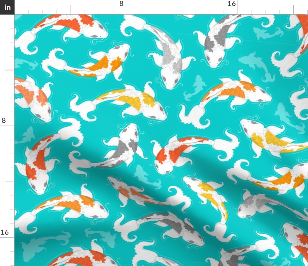 Koi Fishes on Blue 