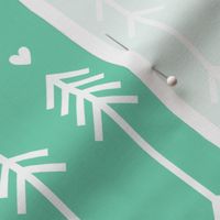 arrows and hearts sea foam green