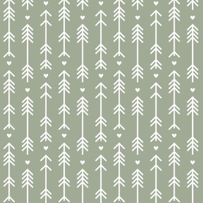 arrows and hearts sage green