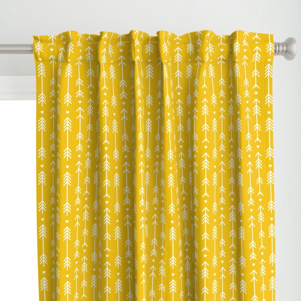 arrows and hearts mustard yellow
