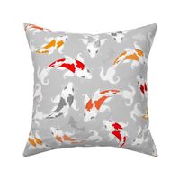 Koi Fishes On Grey