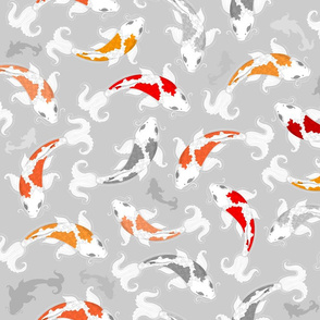 Koi Fishes On Grey