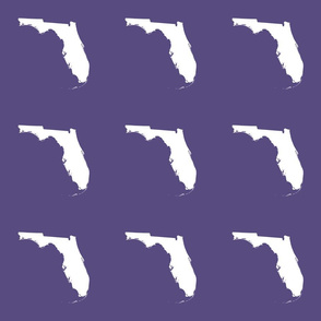 Florida silhouette - 6" white on purple 