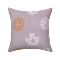 XL Sports balls on lavender - tennis basketball volleyball soccer football