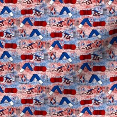 Simple red white and blue Dog Agility equipment - border tiny