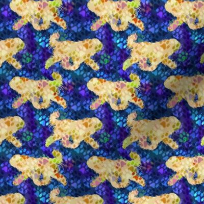 Cosmic trotting undocked Polish Lowland Sheepdog - night