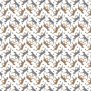 Tiny Trotting dilute Doberman Pinschers and paw prints - white