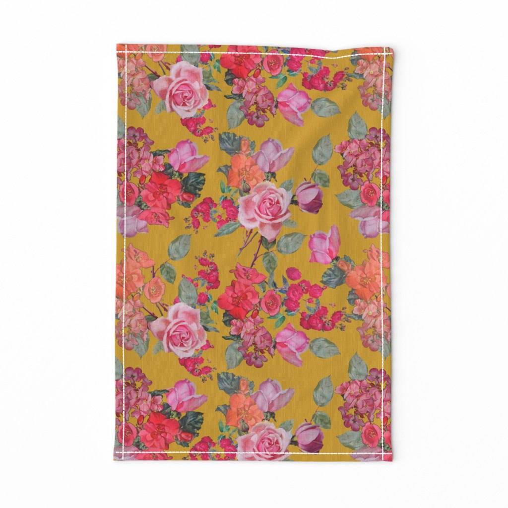 Vintage Roses // Mustard  (Medium Size)