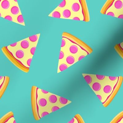 pizza slice (pink & teal) food fabric