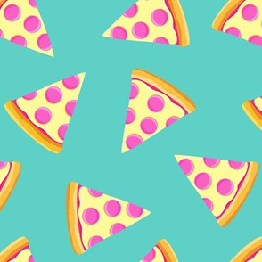 pizza slice (pink & teal) food fabric