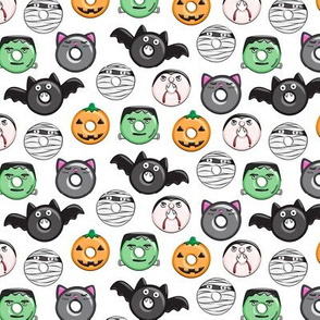 (1" scale) halloween donut medley - white - monsters pumpkin frankenstein black cat Dracula C18BS 