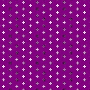 Mini Greek Cross in White on Purple