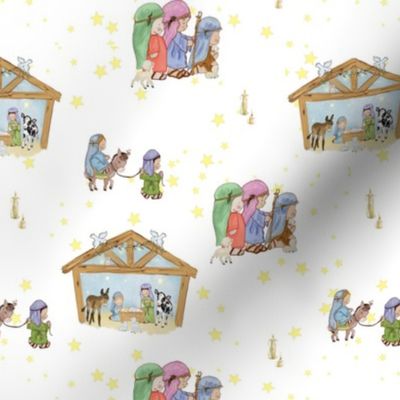 Nativity scene with stars