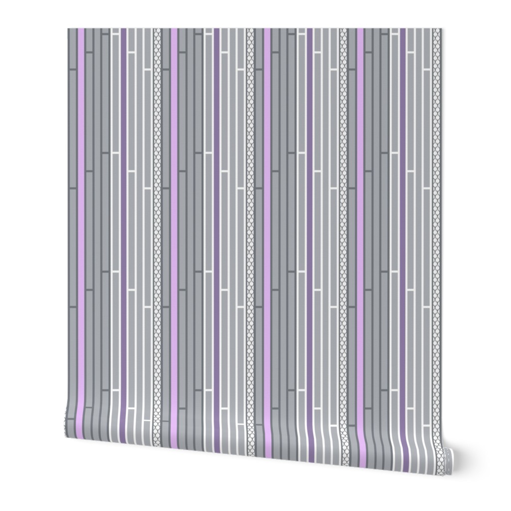 Gray and Purple Striped Lattice with White Stripes