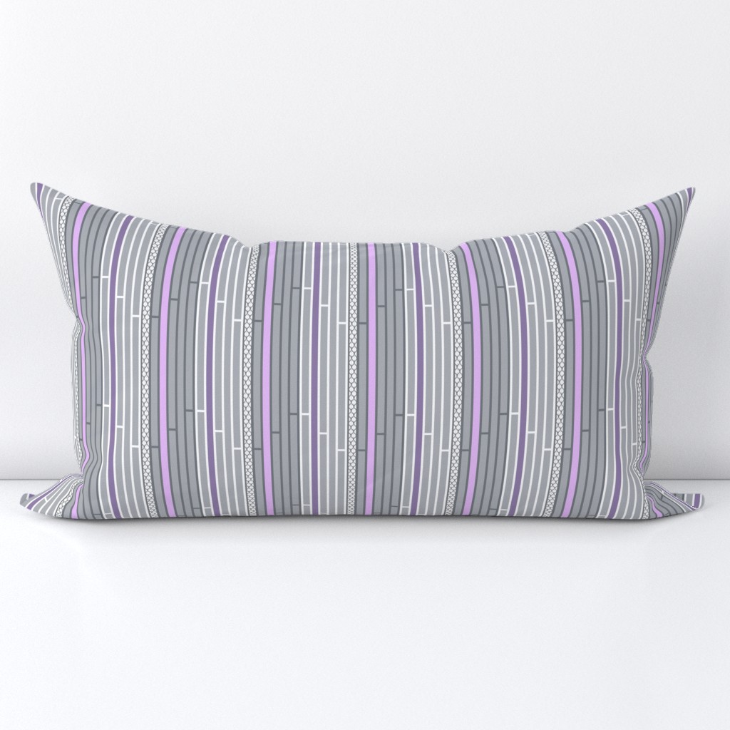 Gray and Purple Striped Lattice with White Stripes