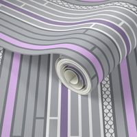 Gray and Purple Striped Lattice with White Stripes