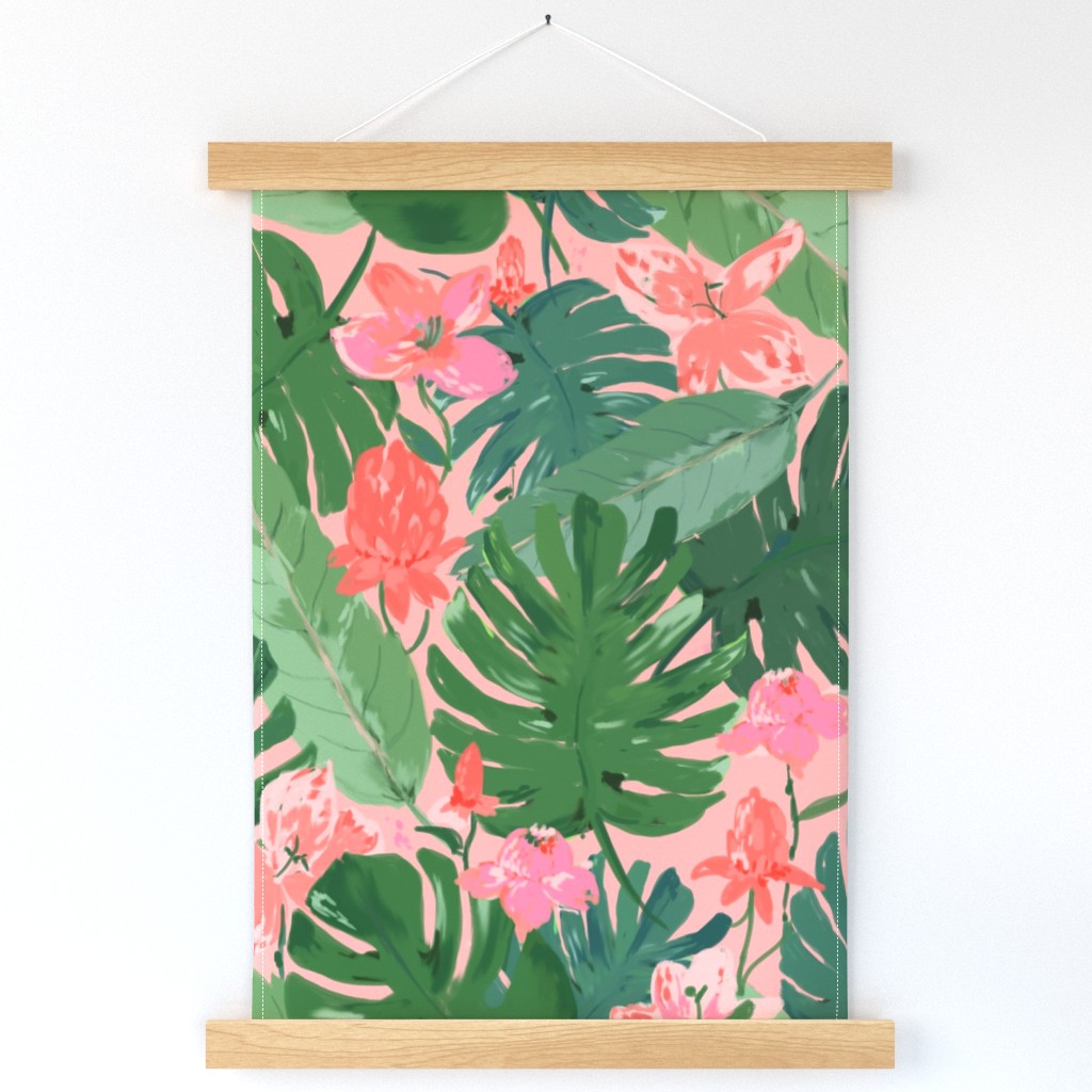 tropical floral - coral & pink