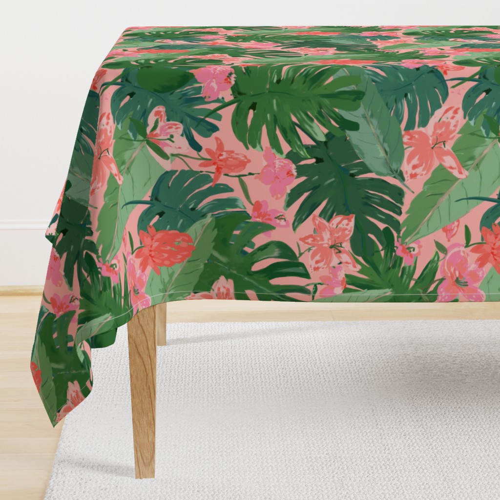 tropical floral - coral & pink